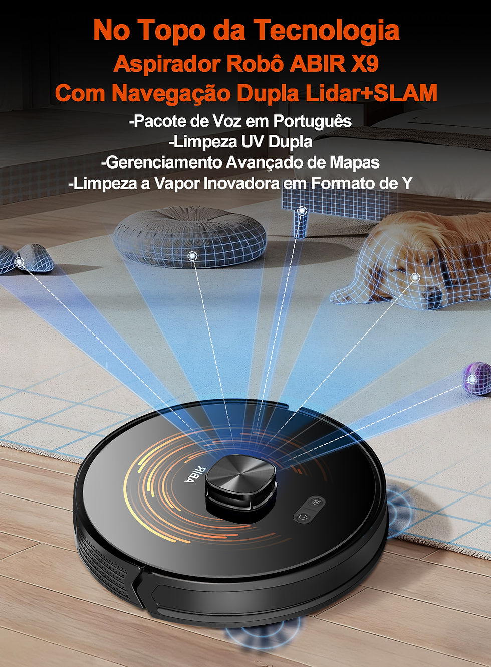 Miniatura: (Código promocional: BRL888)Aspirador Robô ABIR X9, Laser Lidar, Sucção de 6500P