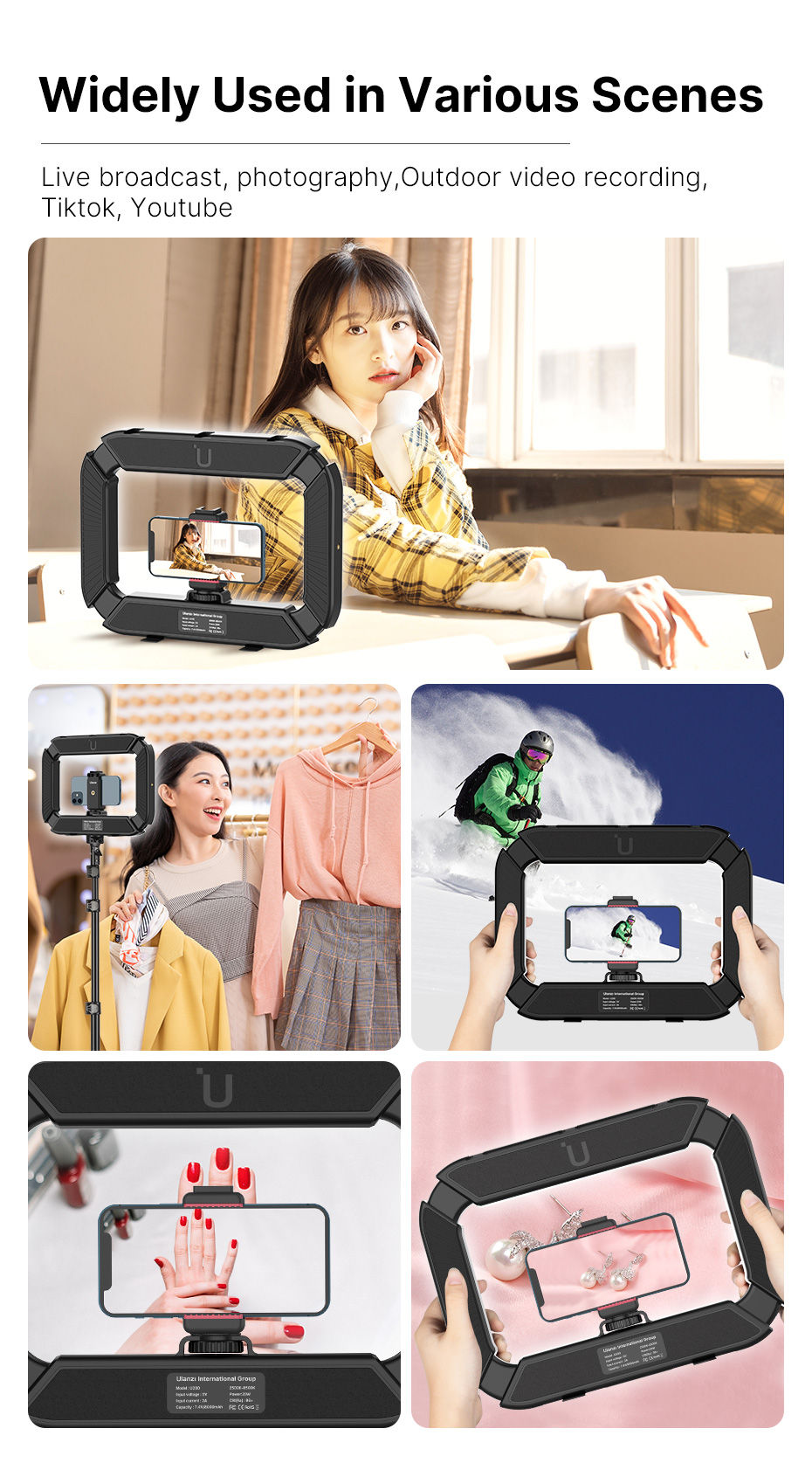 Miniatura: Ulanzi-U-200 LED Ring Light para Fotografia, Luz de Vídeo, Câmera Bi-color, Clip