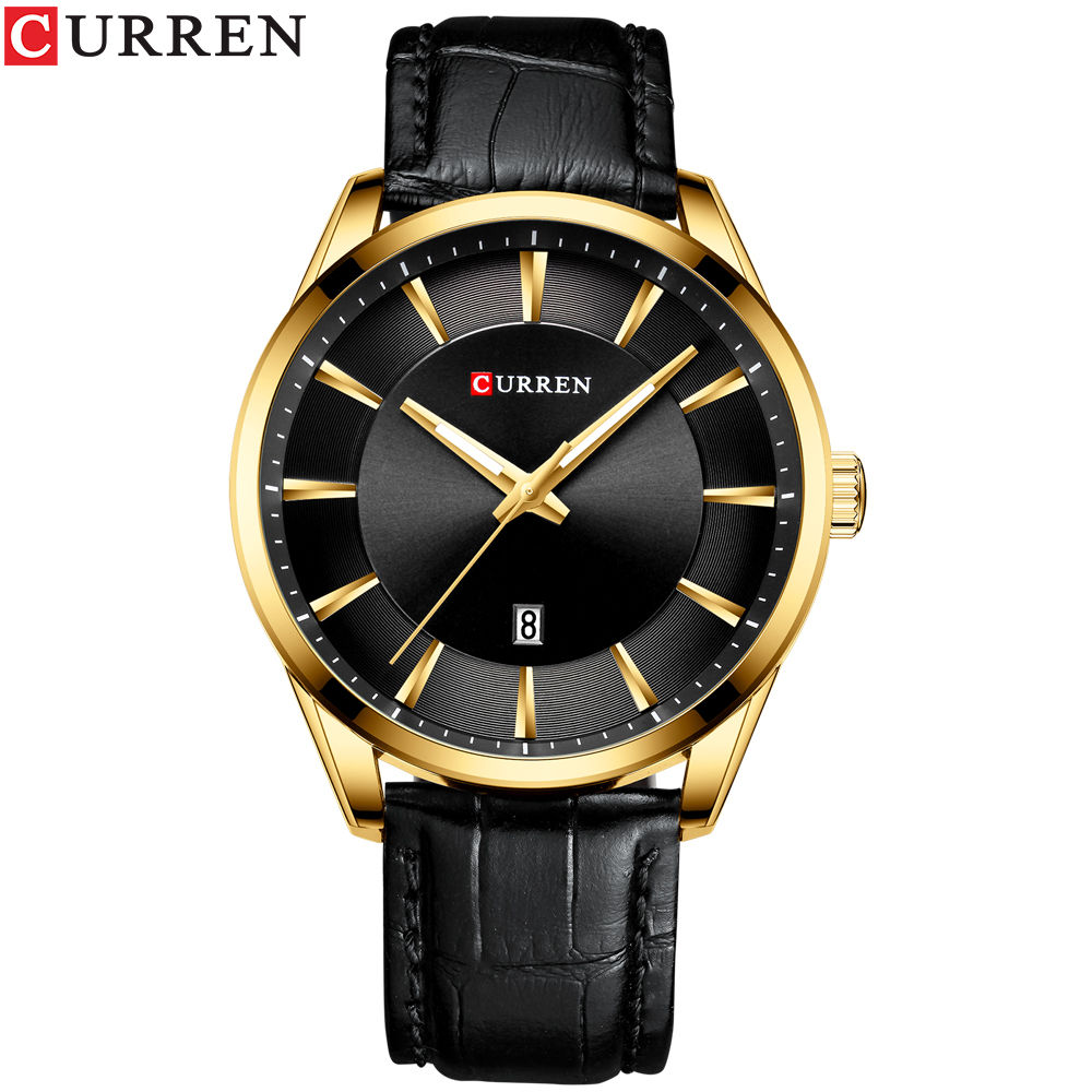 Curren relógios de quartzo para homens pulseira de couro masculino relógios de p
