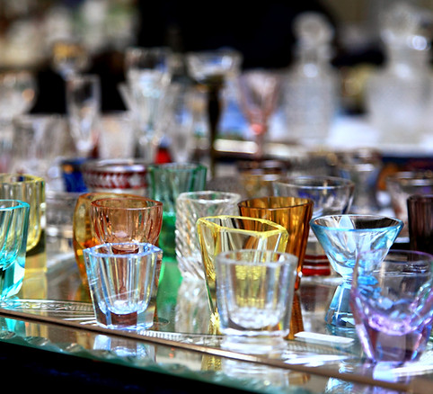 Colorful Glassware Display