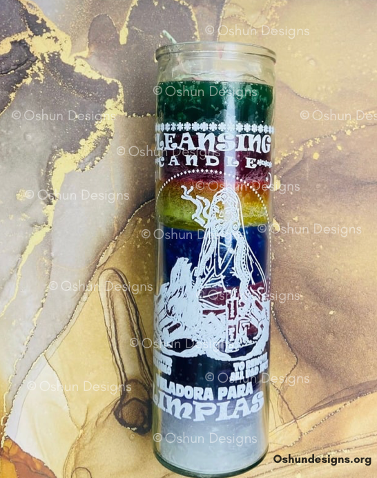 Seven Color Cleansing Candle, Vela De Limpia De Siete Colores