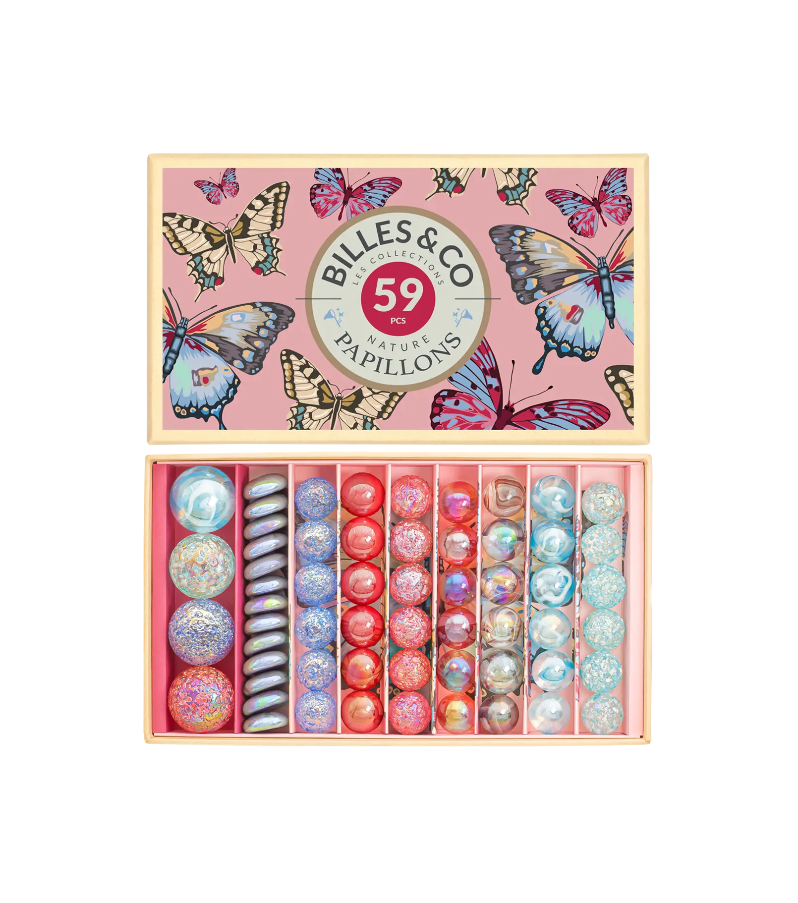 Grand coffret de billes - Papillons - Billes and Co