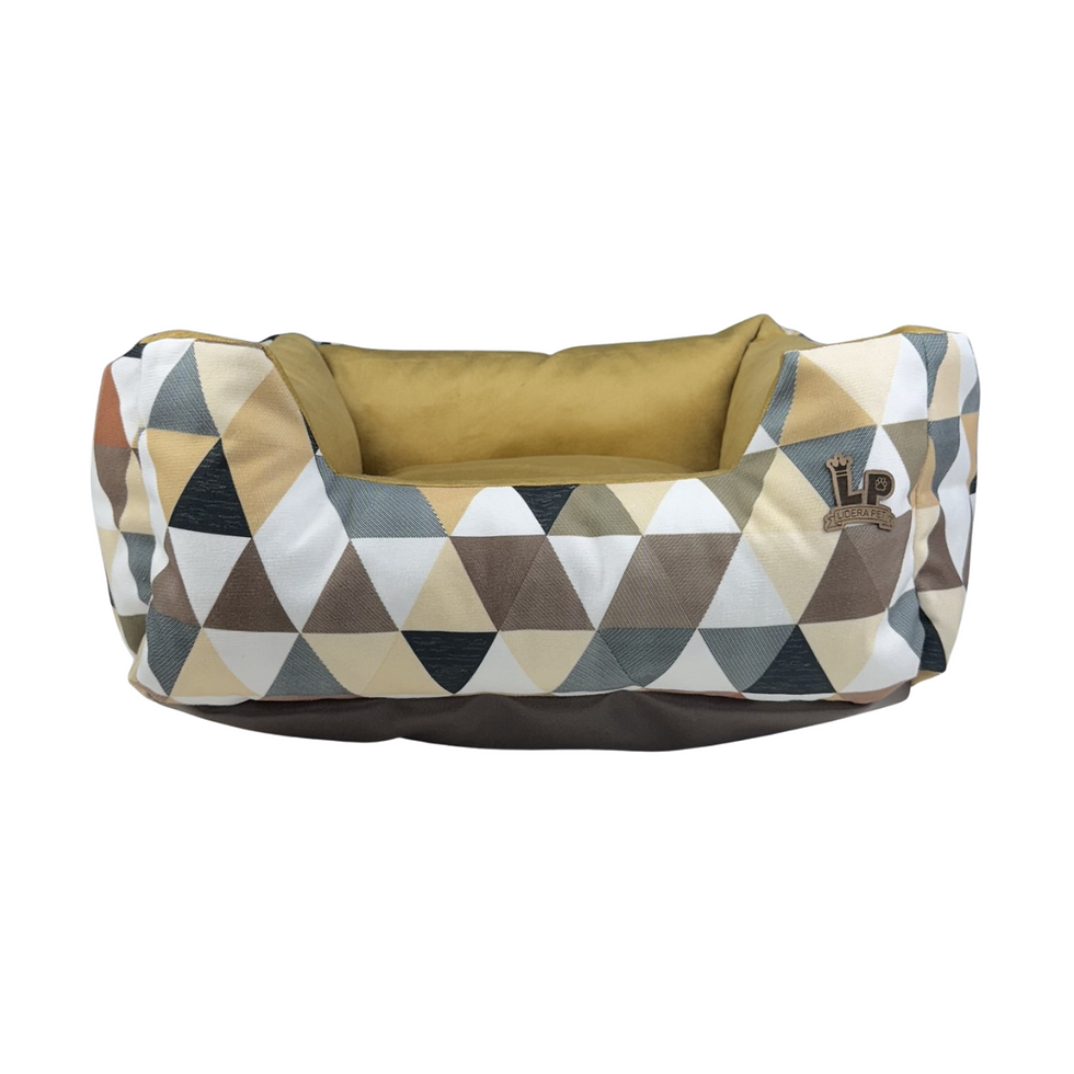 Cama para cachorro com estampa geométrica, CAMA SUPER LUXO MARROM ONÇA TAM. G, confortável.