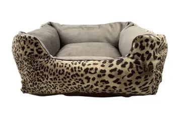 Cama pet confortável com estampa de leopardo com fundo branco camas pet premium