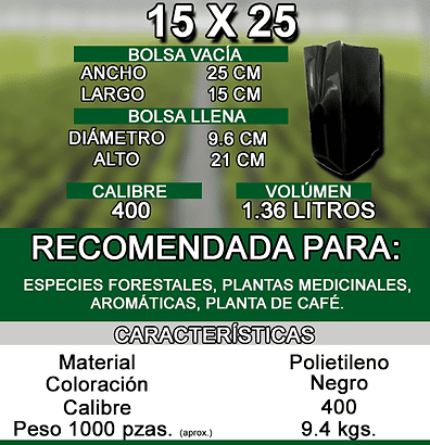 bolsa para invernadero negra perforada