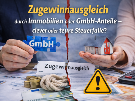 Zugewinnausgleich durch Immobilien oder GmbH-Anteile – steuerliche Risiken bei Vermögensübertragung, Beratung durch spezialisierte Steuerberaterin in Berlin