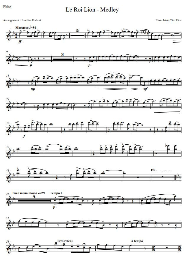 Miniature : Elton John, Tim Rice, Hans Zimmer - Medley sur Le Roi Lion_2Fl2Cl*(Clb)_Fl2ClSax