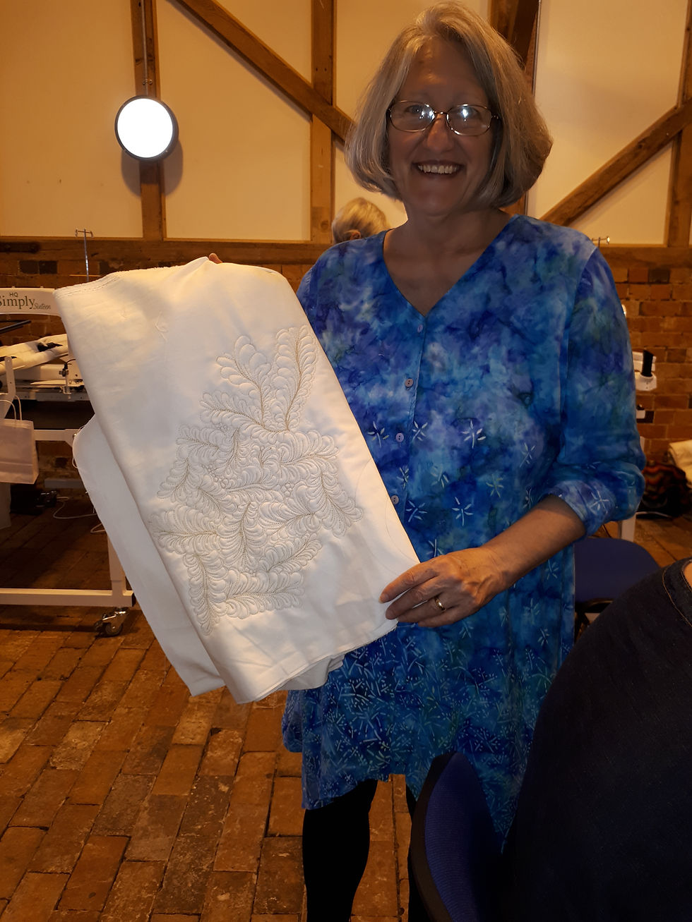 Laurie with Jan's feathers - beautiful!