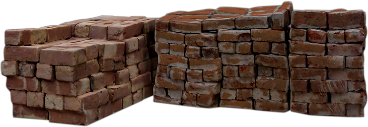 Two stacks of bricks adjacent to one another