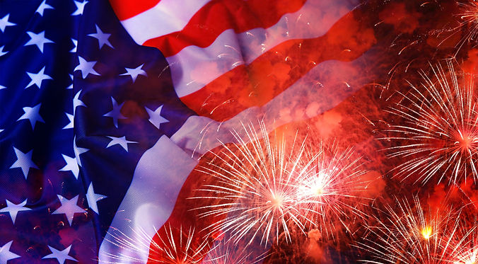 USA flag and fireworks National holiday greeting card design.jpg