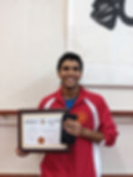 Sahil with his black belt
