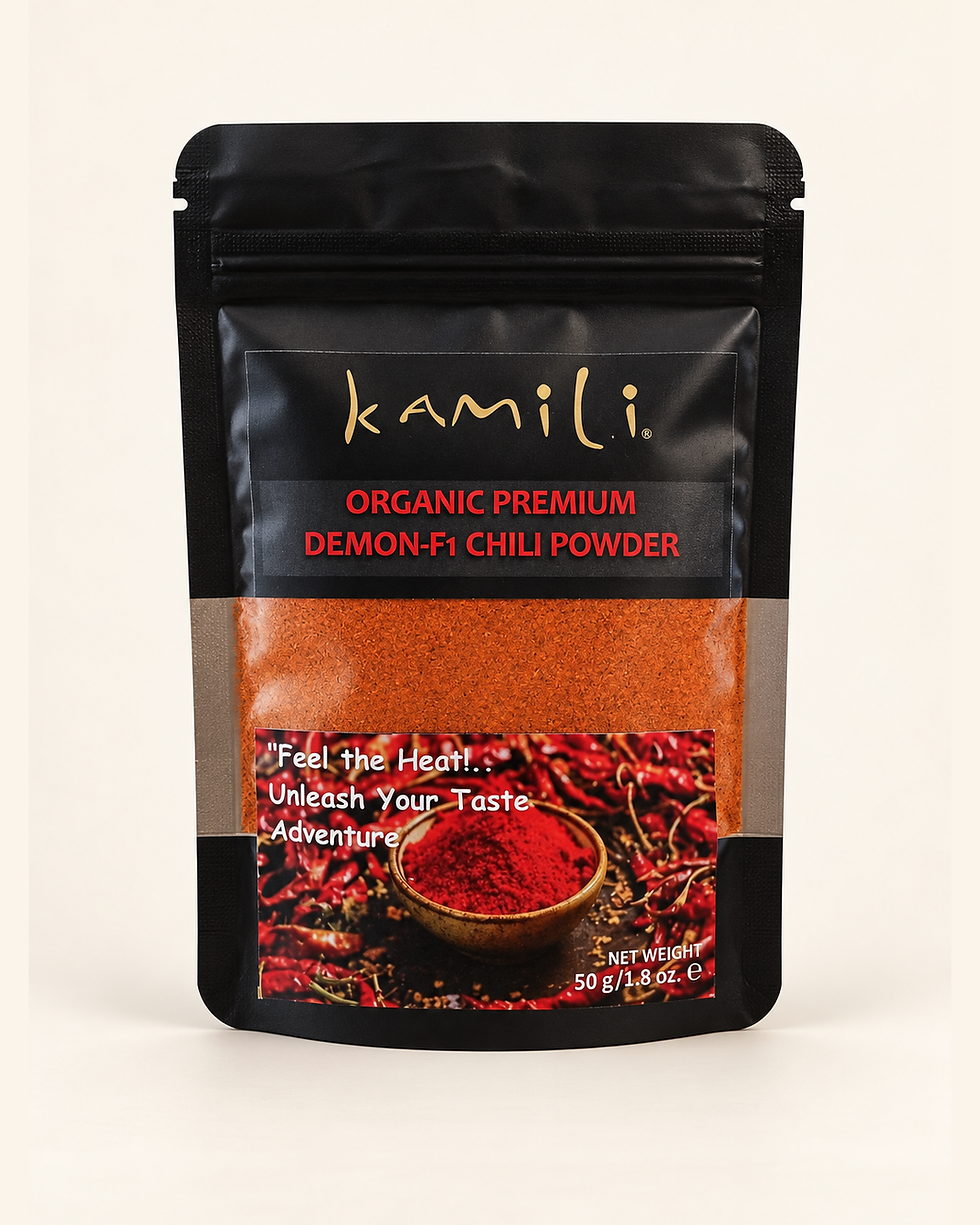 Kamili Organic Demon-F1 Chili Powder 50 g front pouch
