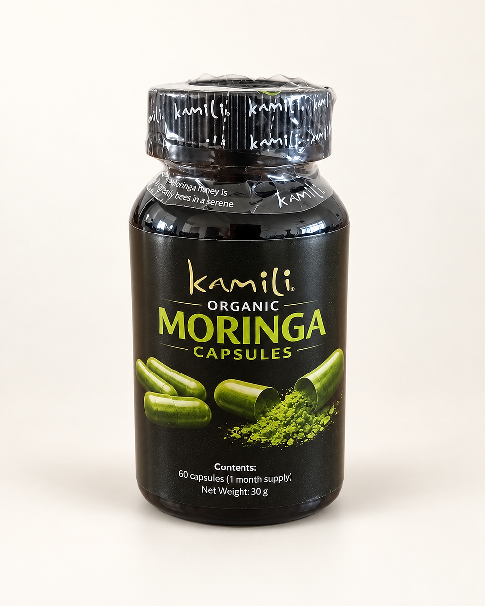 Kamili Organic Moringa Capsules bottle containing 60 capsules