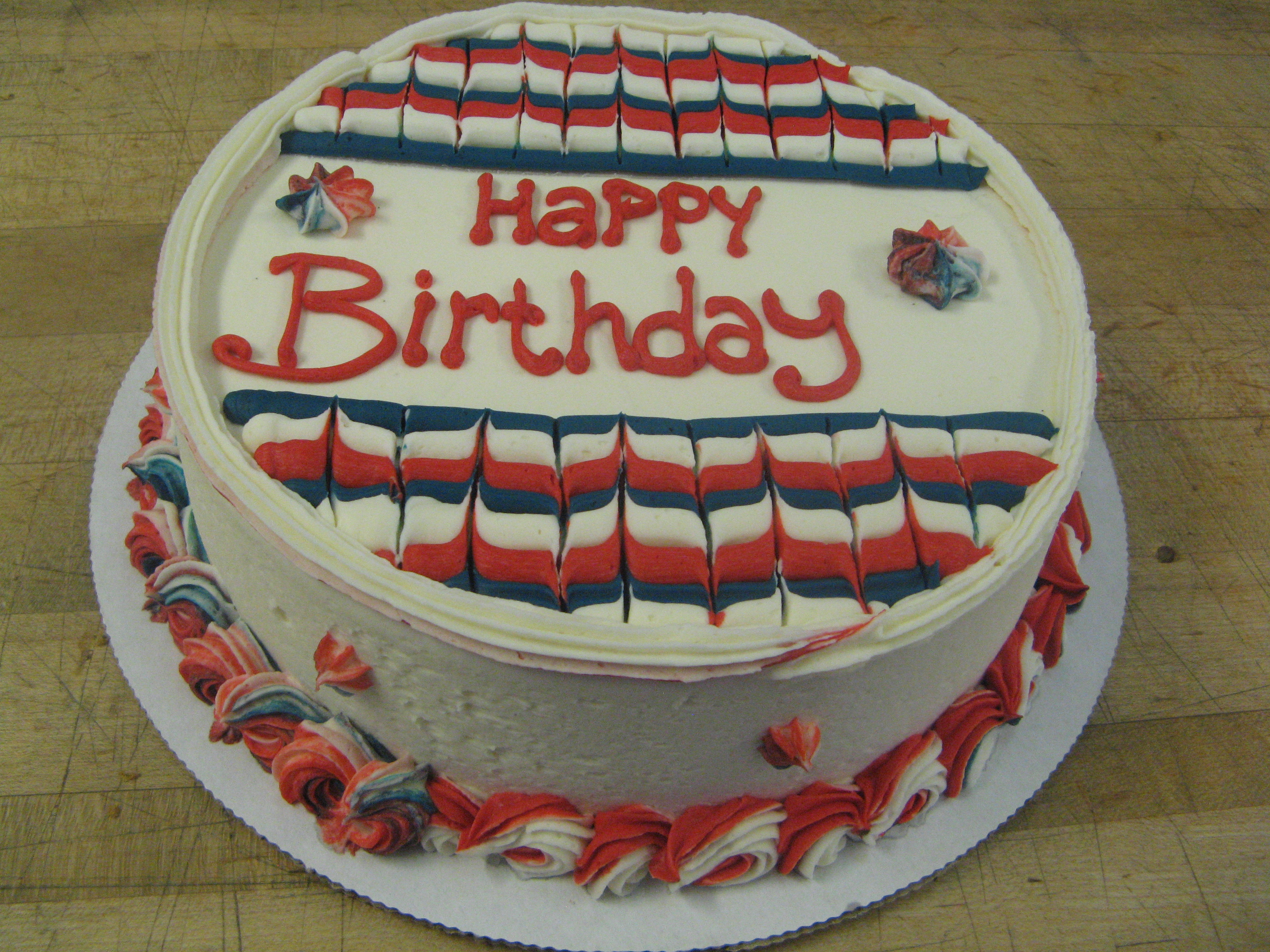 Hbd Cake In Pink White Tone Decorate By Happy Birthday Words Stock
