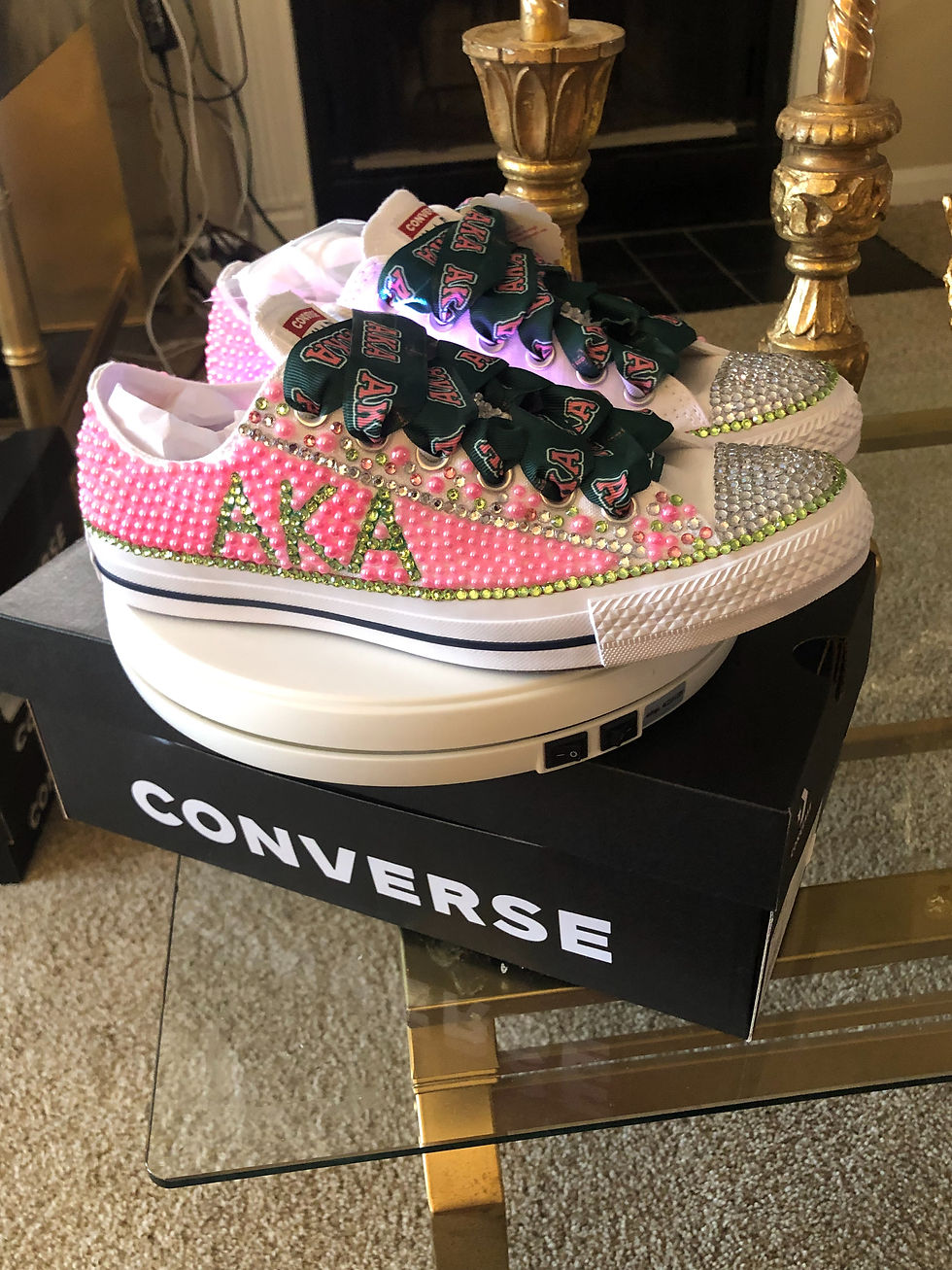 Thumbnail: AKA Bling with Pearls Custom Chucks