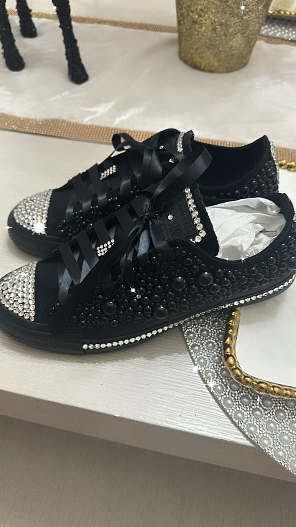 Thumbnail: All Black bling converse 