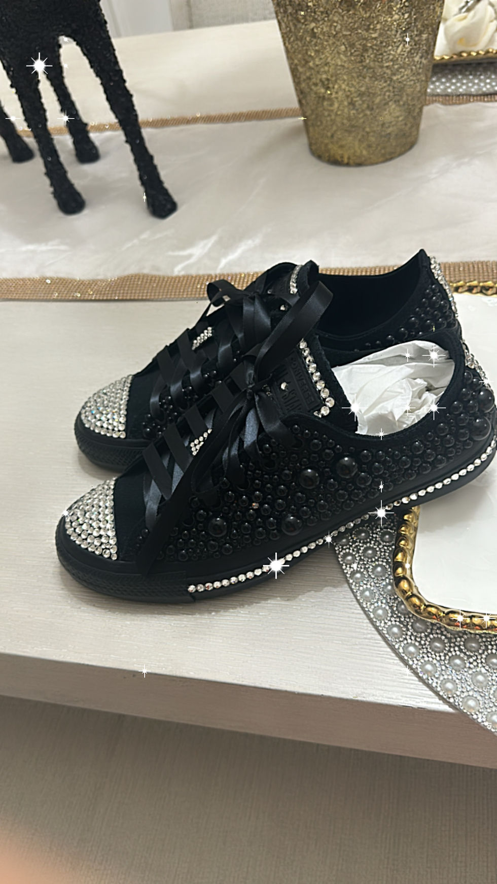 Thumbnail: All Black bling converse 