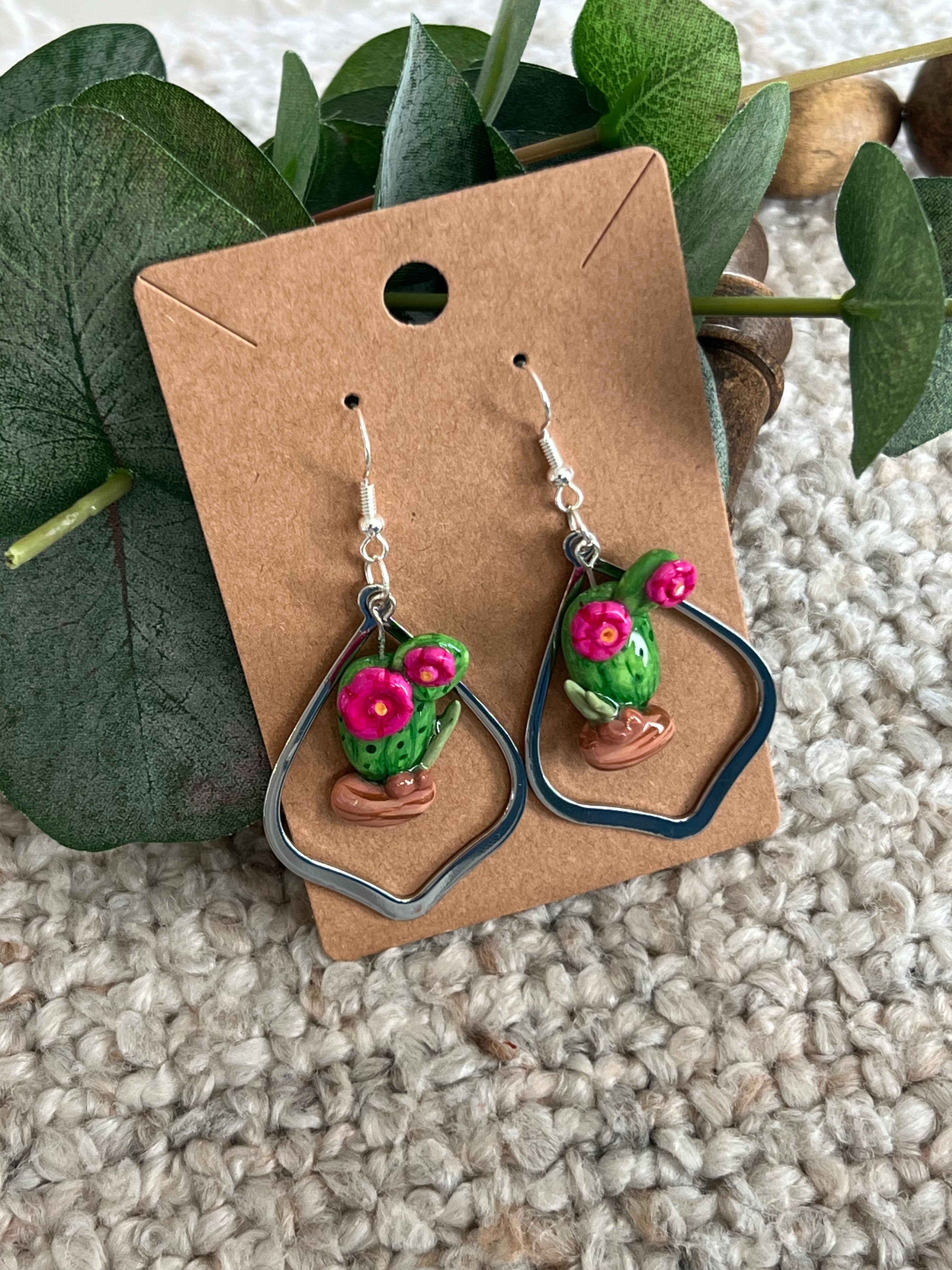 Prickly Pear Cactus Dangle-2 flowers