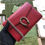 Thumbnail: Hibiscus red DG mini leather chain wallet
