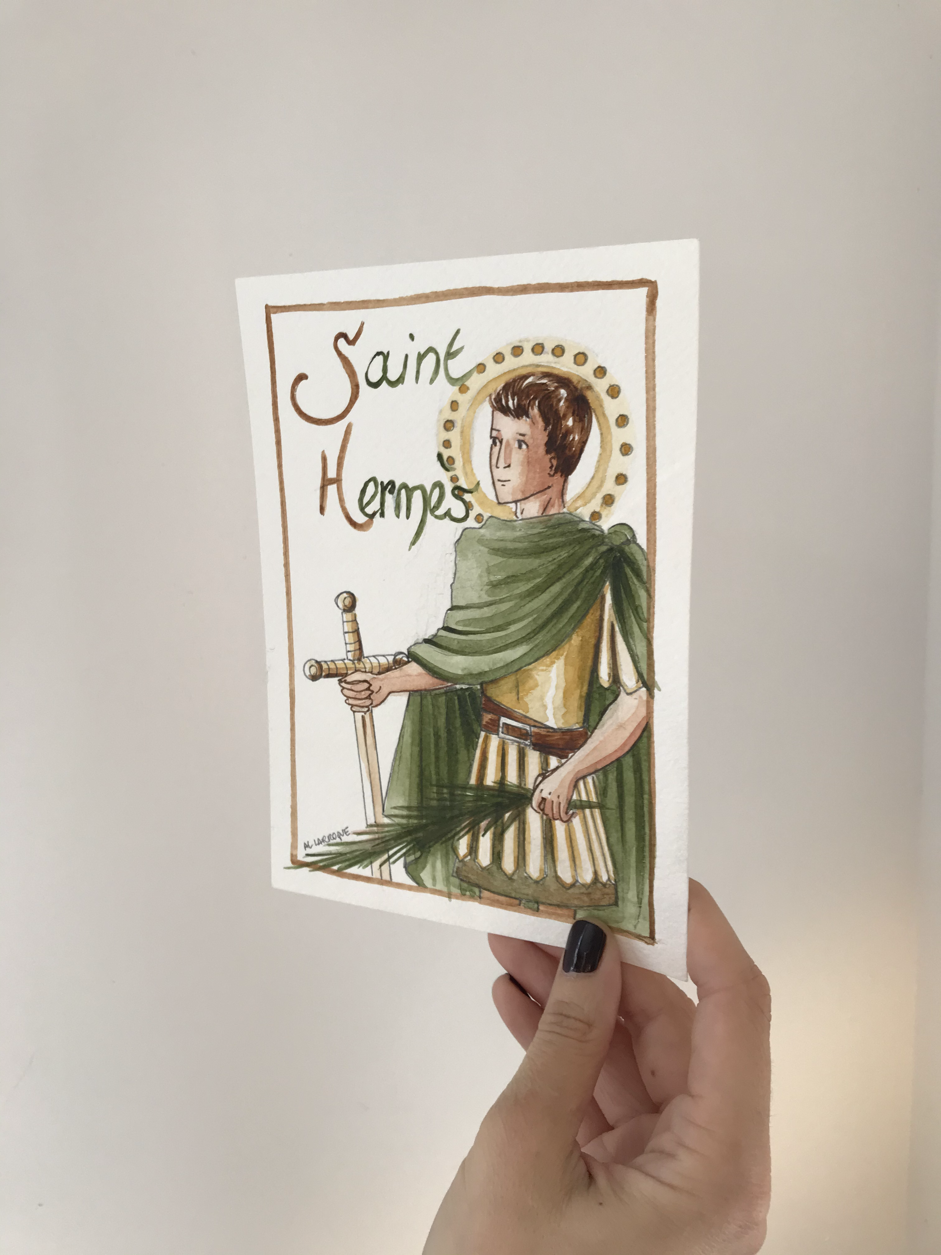 Aquarelle originale saint Hermès