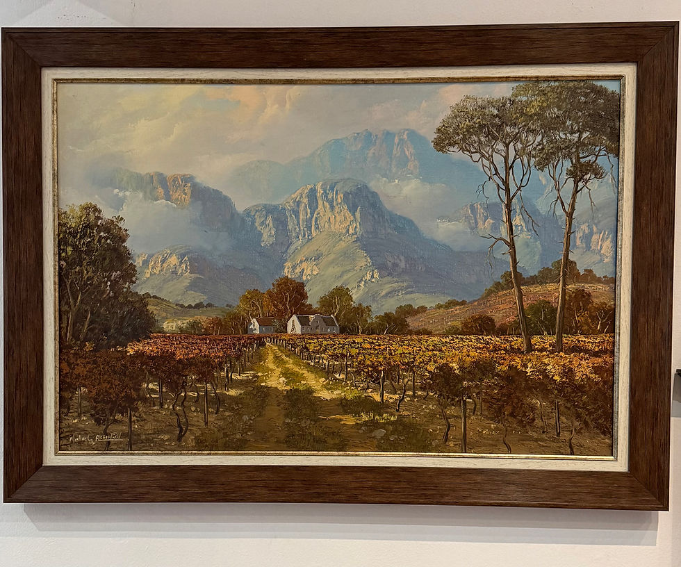 Thumbnail: Michael Albertyn — Cape Winelands Landscape with Cape Cottages and Vineyard