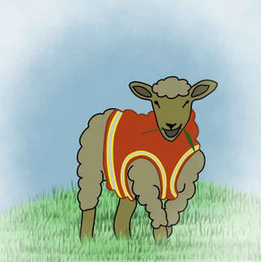 Illustration poétique – mouton portant gilet de pompier broutant – article SDIS Maine-et-Loire