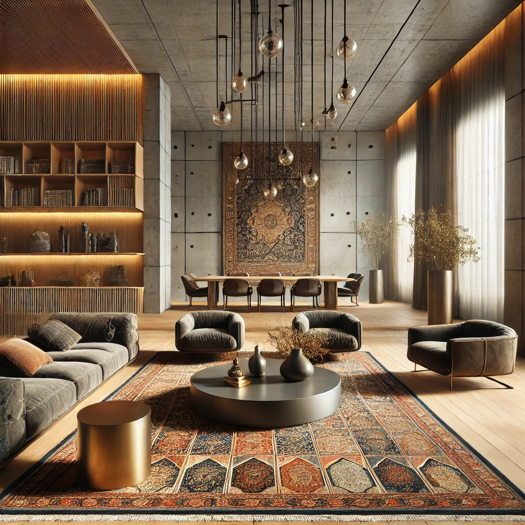 Persian rug adding warmth and elegance to a contemporary room.