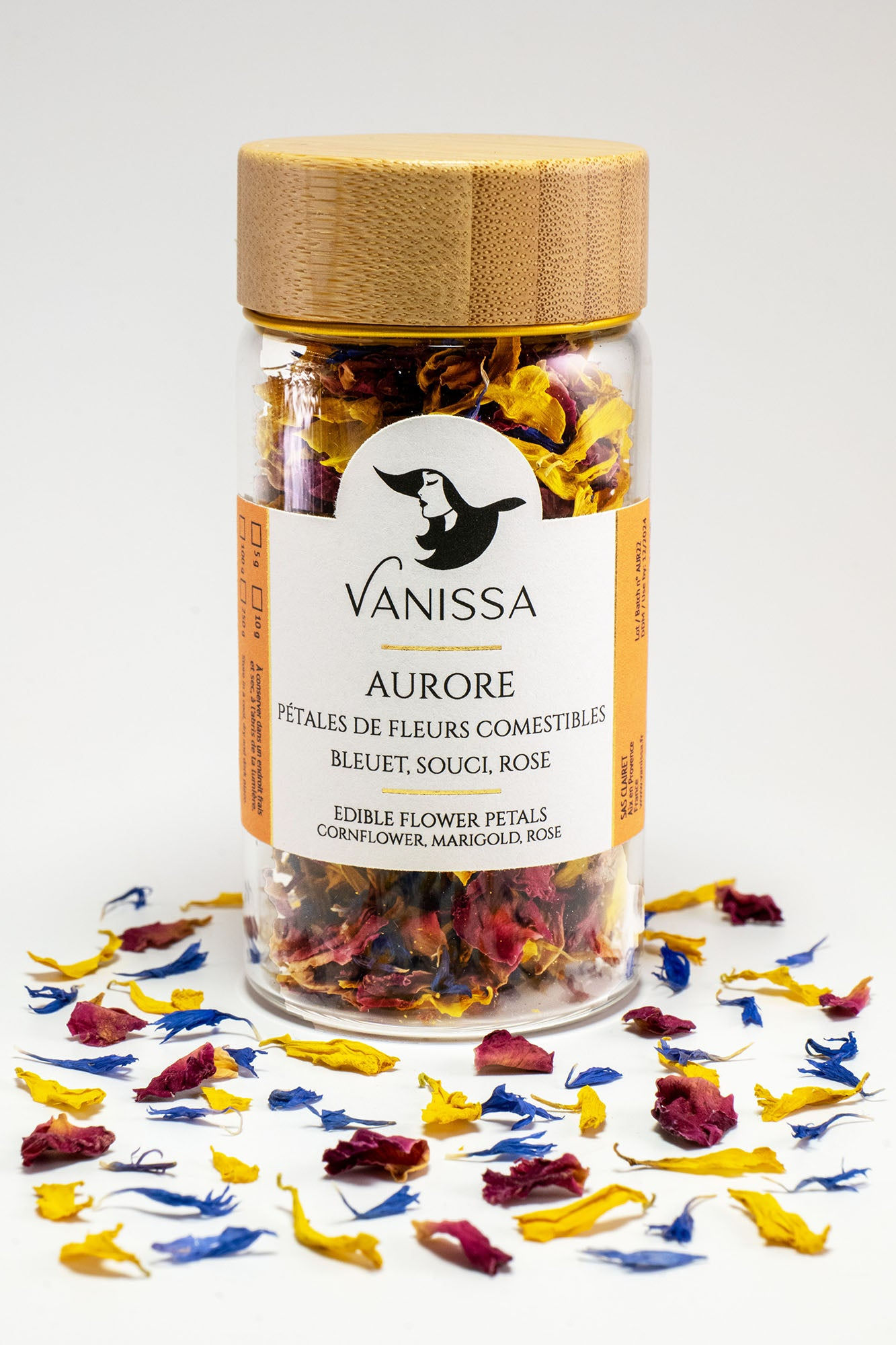 "Aurore": Pétales de Fleurs Séchés Comestibles - Calendula , Bleuet, Rose 5 g