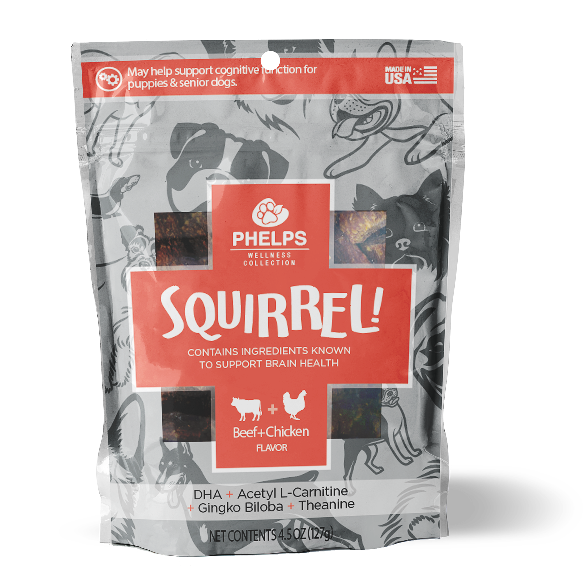 Phelps Pet Products Squirrel! Brain Health Beef Flavor Treat