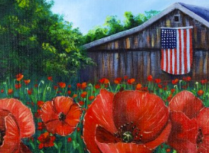 Old Barn With A Field  Of Peonies