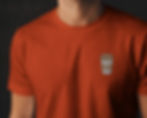 Morbido red T-shirt with front chest print of a coffee mug