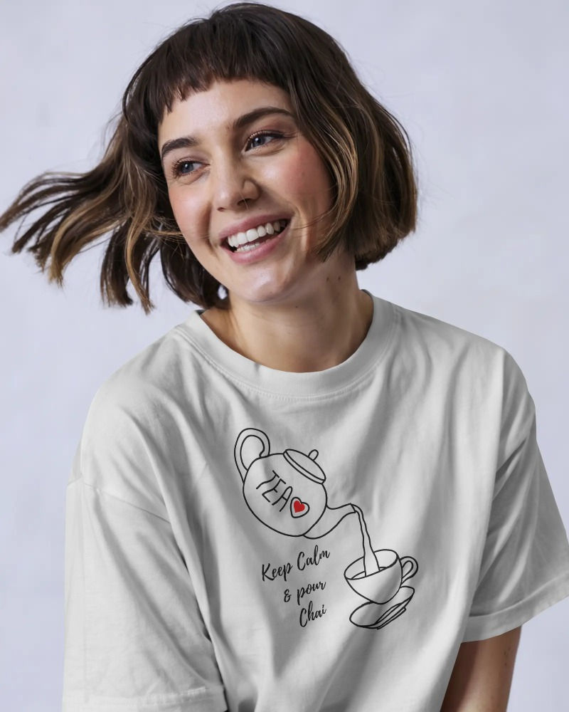 white oversized T-shirt with front print