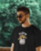 Morbido Black round neck men's T-shirt with front design of cartoon wearing shades and text, "chilling"