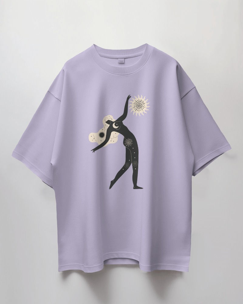 lavender oversized unisex T-shirt with front print