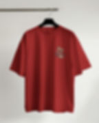 Red women's oversized T-shirt with front chest design
