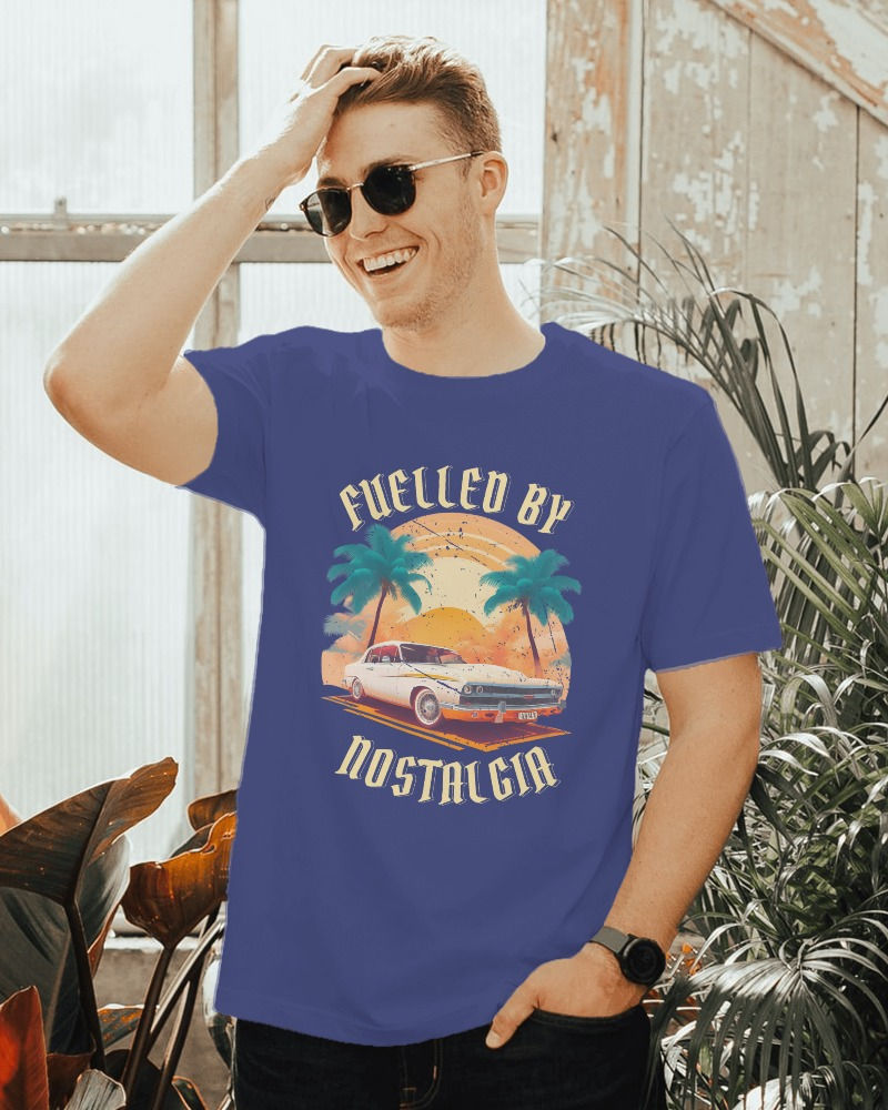 royal blue men's t-shirt with front design