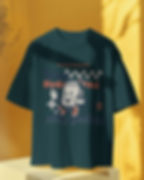 Petrol blue unisex oversized T-shirt with front design