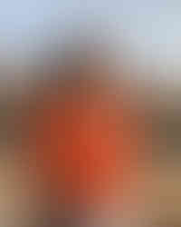 Red round neck women's T-shirt with chest design