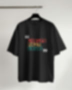Black unisex oversize T-shirt with front print of text, "live life fully aware"