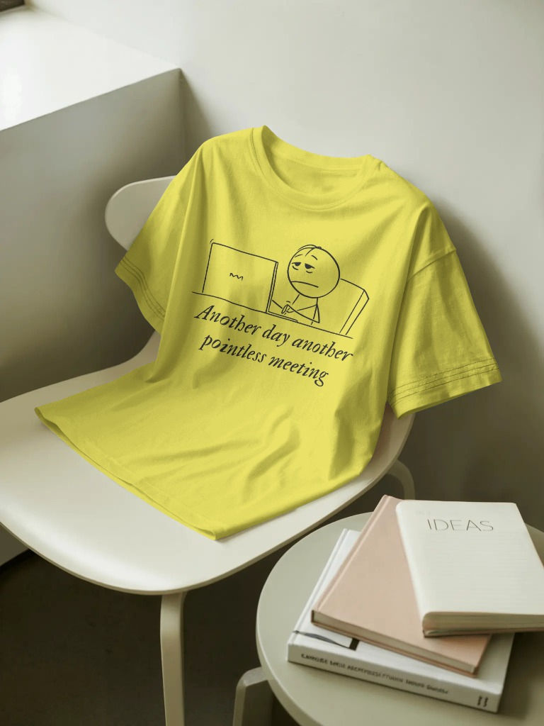 New yellow regular fit unisex T-shirt with front print