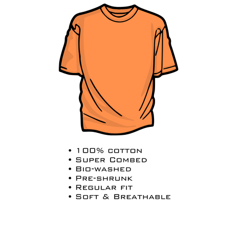 a t-shirt graphic with product specifications listed below