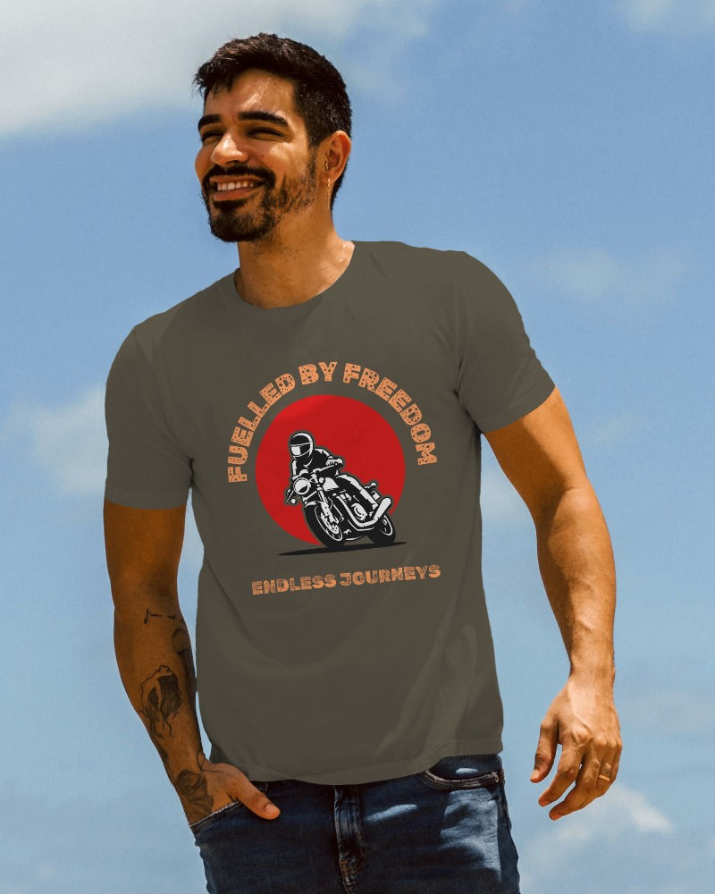 Olive green neck men's T-shirt with front design