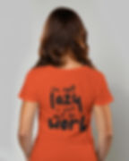 Red round neck women's T-shirt with back text design
