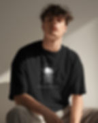 Black round neck Men's T-shirt with front design.