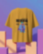 Mustard yellow unisex oversize T-shirt with back print and text, "influential"
