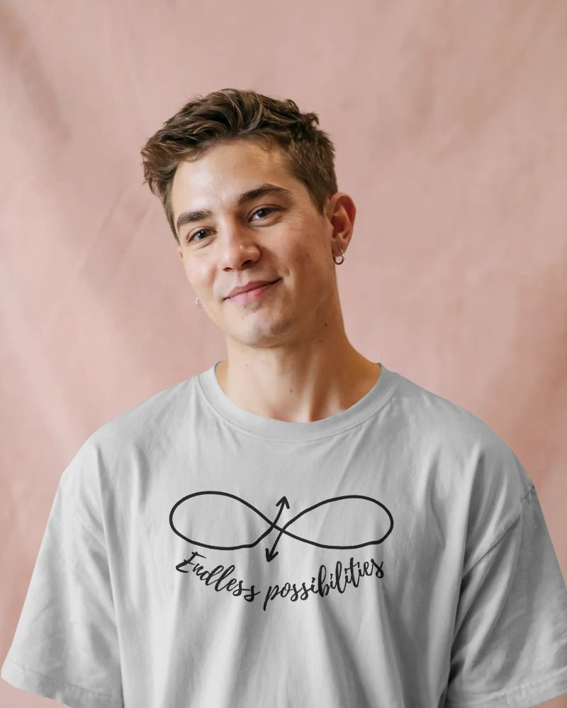 white Oversized men's T-shirt with front print