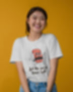 Morbido white women's T-shirt with front design of a smiling sushi and text, "let the good times roll"