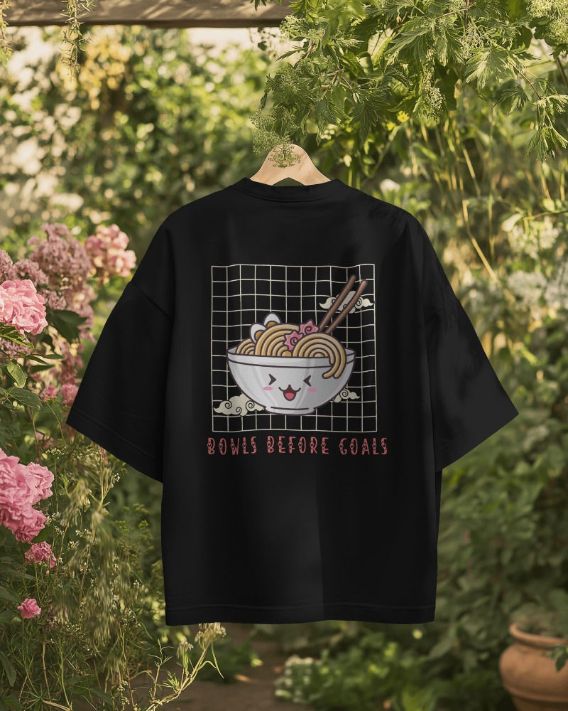 black unisex oversized T-shirt with back print