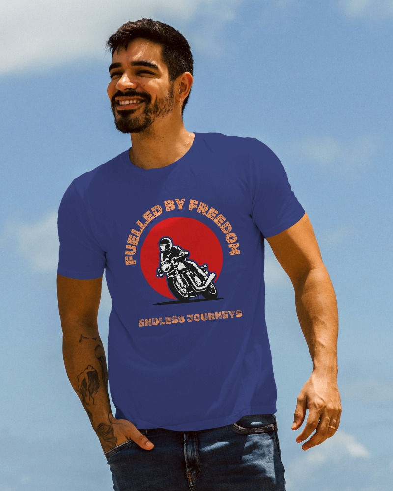 royal blue neck men's T-shirt with front design