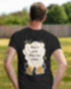 Morbido Black round neck men's T-shirt with back design of two beer glasses and text